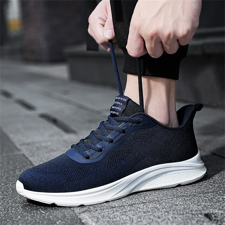 PMUYBHF Mens Jogging Sneakers Black Tennis Shoes Men Mens Shoes Mesh  Breathable Lace up Solid Color Casual Fashion Simple Shoes Running Shoes 