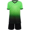 thumbnail image 3 of inlzdz Kids Boys Sport Training Outfit Soccer Jersey Sportswear Short-Sleeve T-Shirt with Shorts Set Fluorescent Green 7-8, 3 of 7
