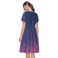 thumbnail image 2 of Bixox Robe d'Été à Manches Courtes pour Femmes Robe Ample Longueur Genou avec Poches-Violet Pailleté, 2 of 7