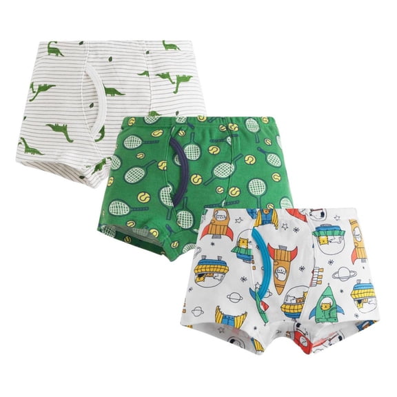 Bxsruta Boys' 3-Pack Breathable Soft Stretchy Cartoon Print Boxer Briefs Toddler Kids Ages 1-8