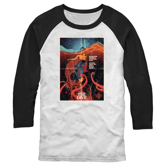 Netflix Men's Stranger Things Retro The Dive Poster Baseball Graphic T-Shirt