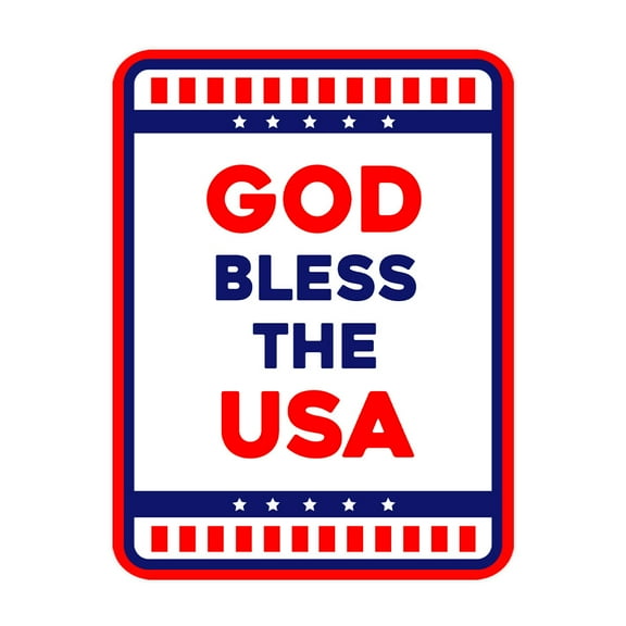 Portrait Round Plus God Bless the USA Door or Wall Sign | Easy Installation | Patriotic Stars and Stripes USA Pride Sign - Large