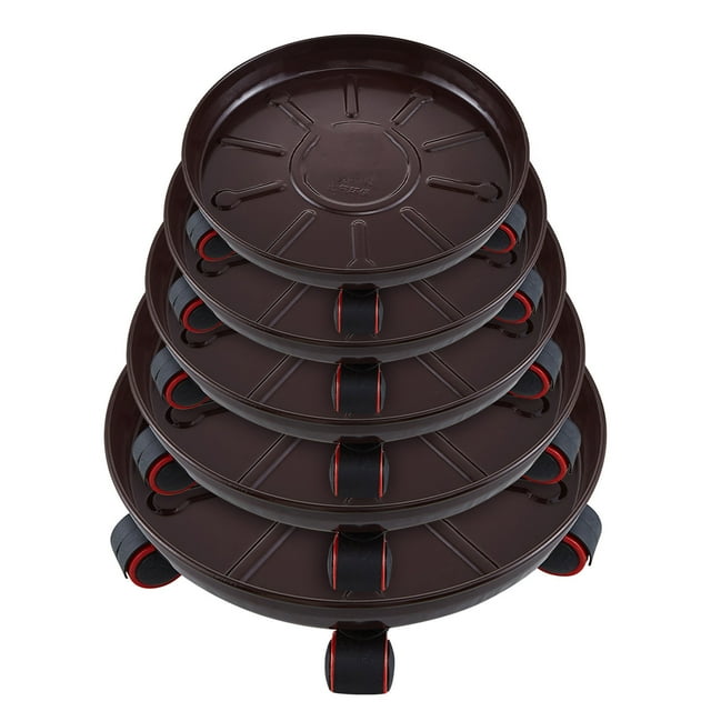 Nilvkv Base à Roue Universelle en Fer et Métal, Coussinet Circulaire Épaissi avec Bac de Récupération d'Eau, Pot de Fleurs en Fer et Métal Mobile avec Plateau à Roulettes