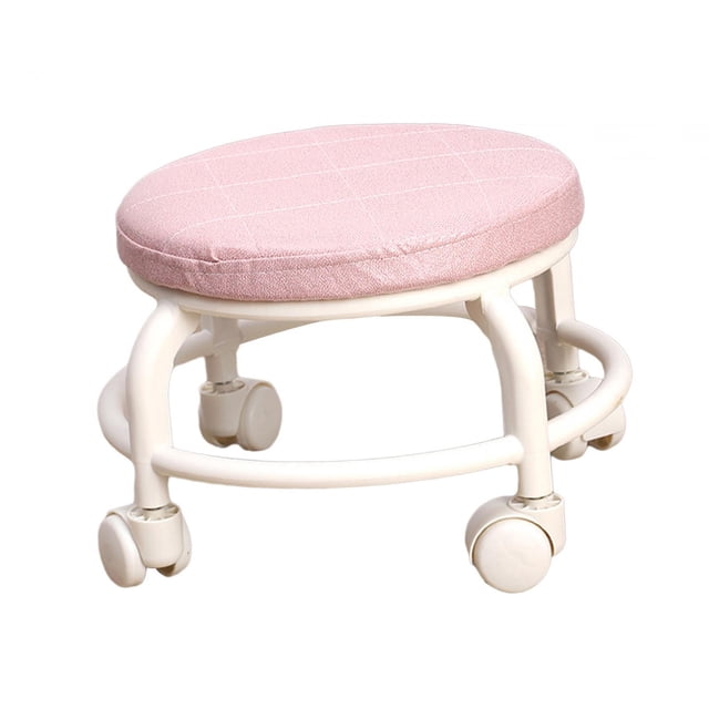 tredstone Tabouret Rond à Roulettes Robuste pour Salons, Lavage, Pivotant, Chaise Rose pour Voiture et Entraînement Physique