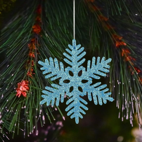 Christmas Light Blue Snowflake Ornaments Plastic Glitter Ornaments for Winter Christmas Tree Decorations Varies Craft Snowflakes/ Snowflake Ornament Bu2
