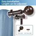 thumbnail image 2 of Urbanest Adjustable Double Curtain Rod Set Steel Ball Flat Button Finials – 1″ Front & 3/4 Back Rod With Bronze Rod, 28–48 Inches, 2 of 6