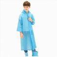 thumbnail image 4 of Hooded Transparent Raincoat Girl Boys Rain Coat Hooded Outdoors Clear Waterproof Kids Toddler Children's Rainwear Protective Covers,Blue,ONESIZE, 4 of 5