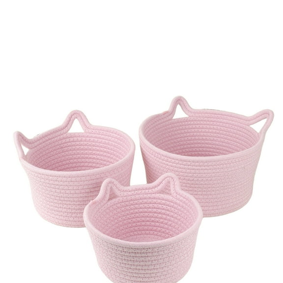 CCOCC Toy Basket,Safe for the Whole Family Basket for Gifts,Cute Cat Ear Design Basket Organizer,Pink