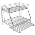 thumbnail image 5 of Twin over Full Bed with Sturdy Steel Frame, Bunk Bed with Twin Size Trundle, Two-Side Ladders, Silver, 5 of 11