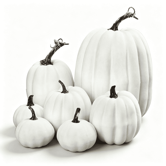 White Pumpkins for Decorating - 7PCS White Foam Decorative Pumpkins for Fall Decor, White Paintable Artificial Pumpkins Perfect for Halloween Decor Thanksgiving Decor