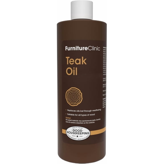 Furniture Clinic Teak Oil | Wood Oil Protects & Cleans Outdoor & Indoor Furniture, Boats, Shower Benches | Restore & Protect Wood, Prevent Drying & Other Damage | Natural Matte Finish | 17oz/500ml