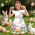 thumbnail image 1 of Cute Easter-print Dress With Small Flying Sleeves For Children Aged 3-10 In Summer, 1 of 9