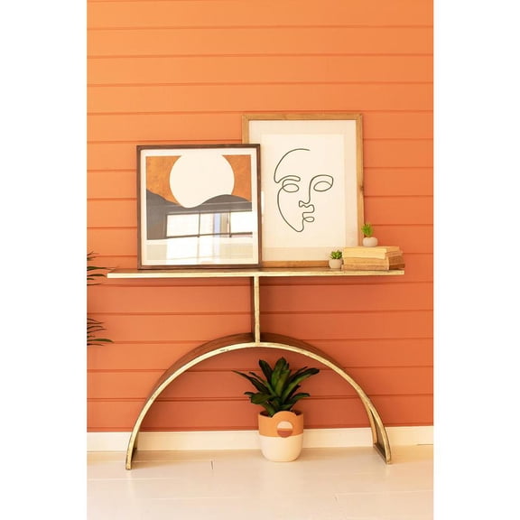 Kalalou Inc Antique Brass Console Table With Arched Base
