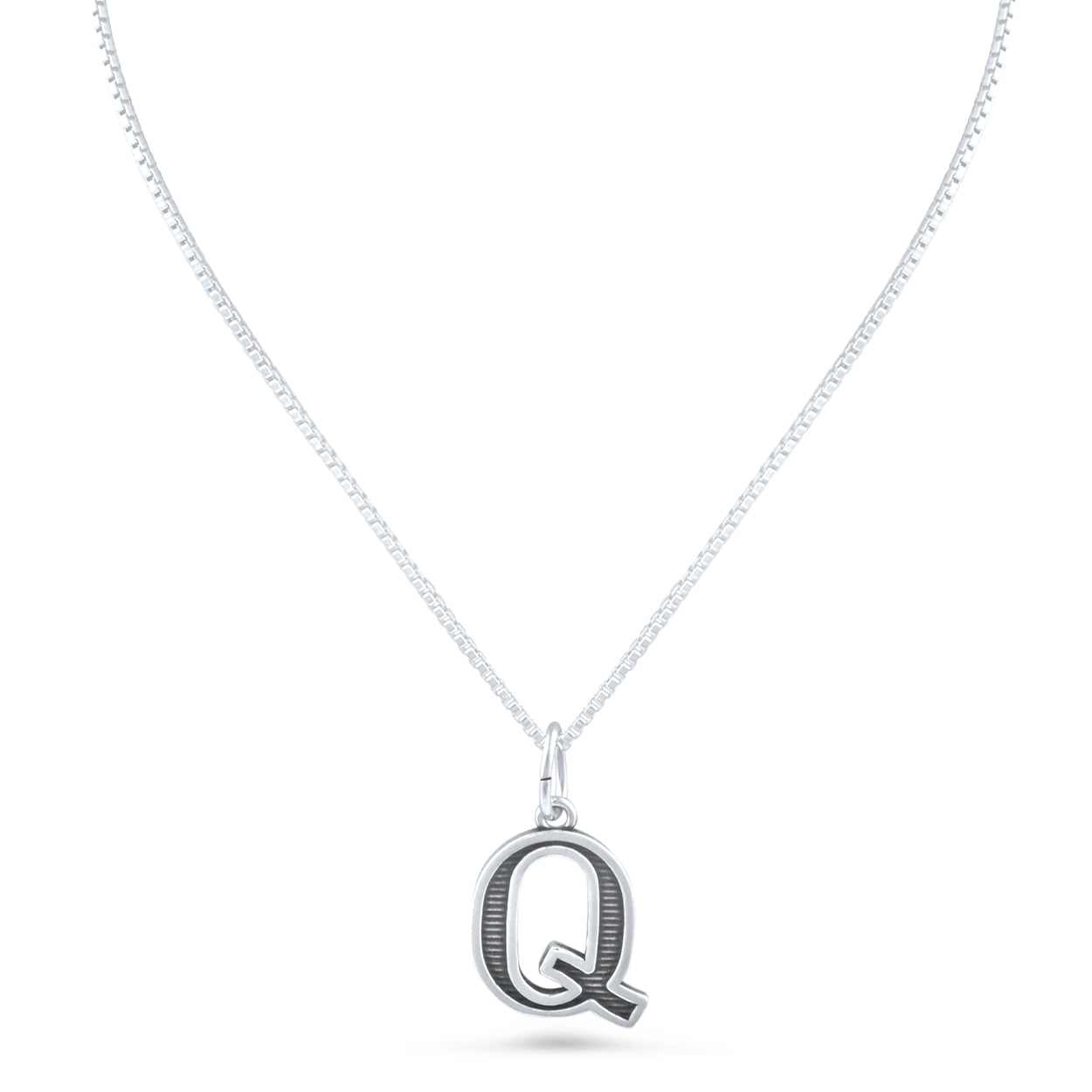 Sterling Silver Initial Q Necklace for 