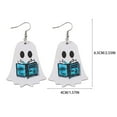 thumbnail image 2 of BNNG Ghost Stud Earrings For Halloween Halloween Goth Cute Flower Book Pocket Pendant Wooden Double Earrings Zany Halloween Earrings Spooky Ghost Earrings Ghostly Pumpkin Earrings, 2 of 3