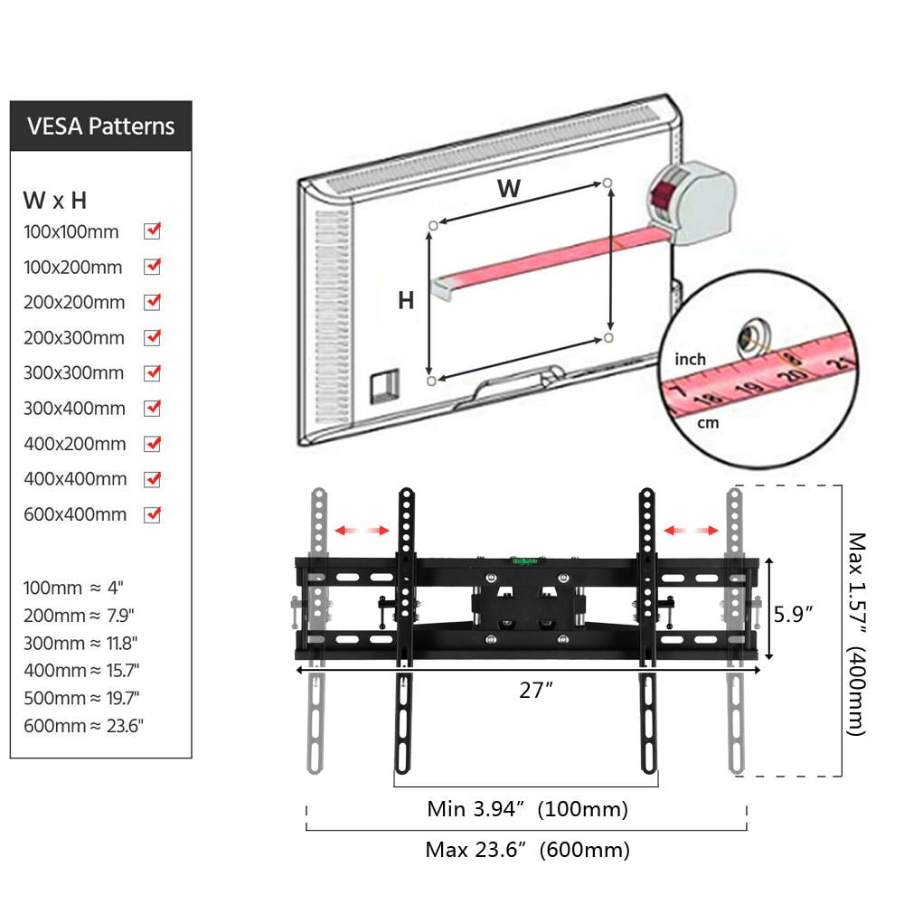 Ktaxon Full Motion TV Wall Mount Bracket Tilt Swivel 30 inch-70 inch  LED LCD Plasma Flat Black