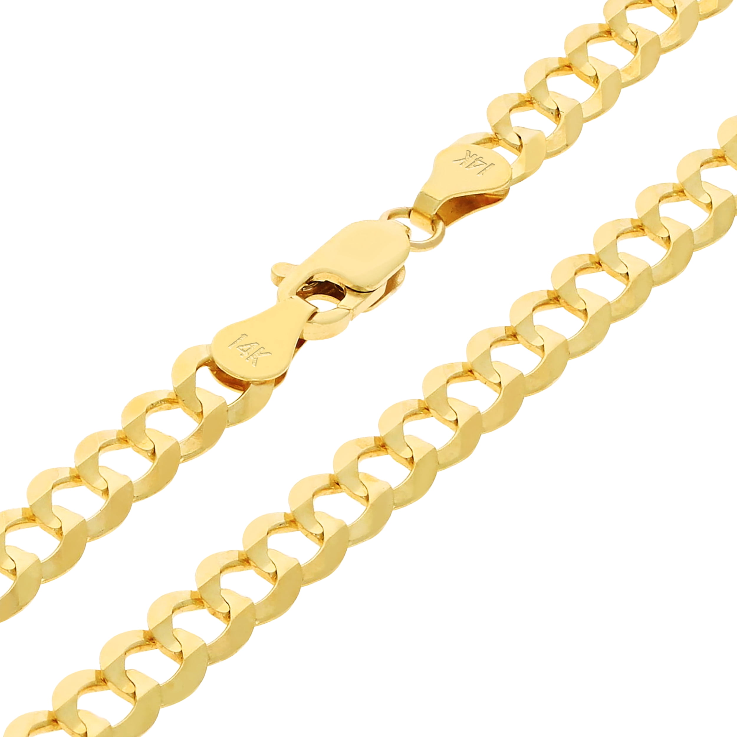 Nuragold 14k Real Yellow Gold Solid Cuban Curb Link 6mm Chain Necklace (16"-30") Italian Jewelry for Men