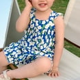 thumbnail image 6 of Otqutp 2024 Jumpsuit for Toddler Baby Girls Rustic Floral Pattern Print Suspender Romper Playsuit Holiday Clothes Kids Summer Outfits, 6 of 9