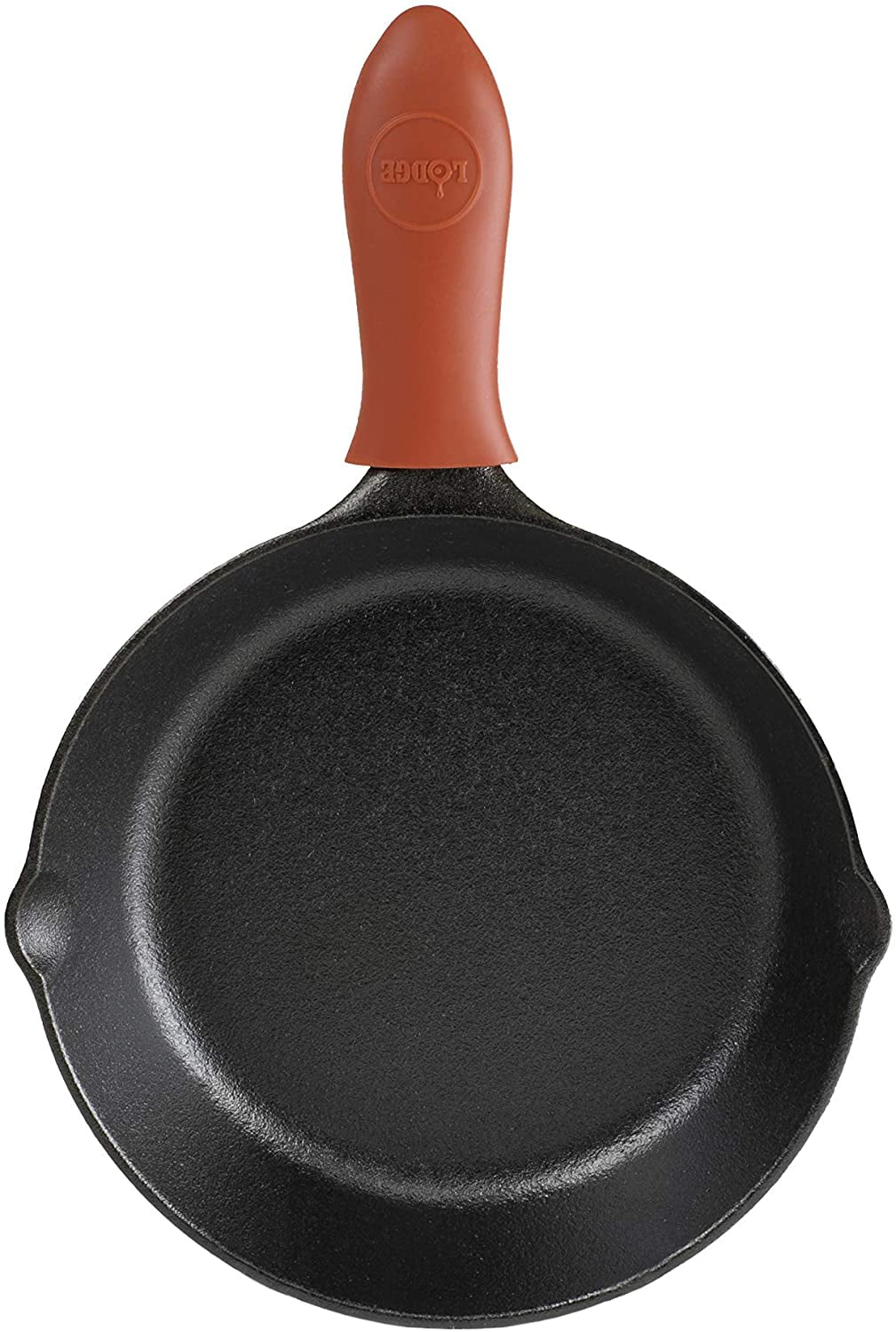 Lodge Cast Iron Round Griddle with Red Silicone Hot Handle Holder