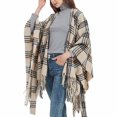 thumbnail image 7 of XFLWAM Women's Sweater Poncho Coat Shawl Wrap Poncho Cape Belt Gradient Cardigan Sweaters Open Front for Spring Winter Brown One Size, 7 of 7