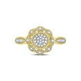 thumbnail image 2 of FB Jewels 10kt Yellow Gold Womens Round Diamond Milgrain Cable Cluster Ring 1/8 Cttw, 2 of 4