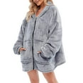 thumbnail image 1 of Bodychum Blanket Hoodie Oversized Wearable Blanket Fleece Sweatshirt Deep Pockets with Front Zipper Gray, 1 of 6
