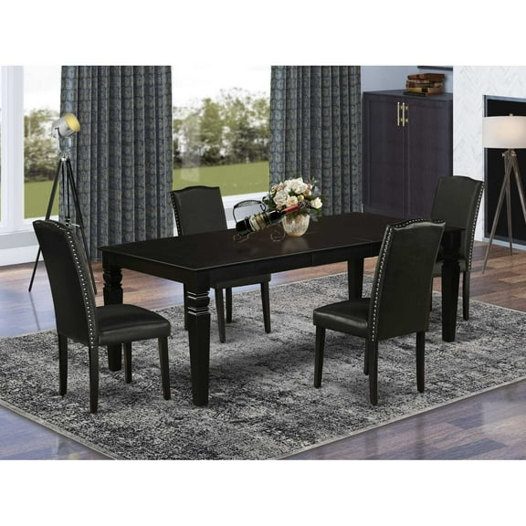 East West Furniture Dining Room Set Black, LGEN5-BLK-69