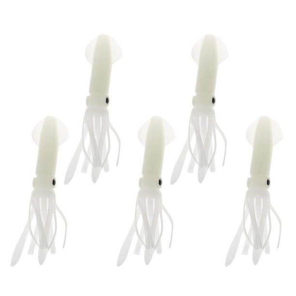 5 uds Calamar luminoso pulpo de cebo Suave señuelo de Pesca de plástico Blanco Luminoso kusrkot Faldas de Calamar de Resplandor Suave