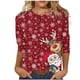 thumbnail image 2 of Pntutb - Camiseta con estampado de moda para mujer, blusa de manga 3/4, cuello redondo, tops casuales Pntutb Pntutb-1886, 2 of 4