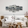 thumbnail image 2 of Elephant Stock Sunless Huntington Beach Sky Wall Art - Horizontal Multi Panel Canvas - Living Room Wall Decor - Beach Multi Panel - Gray And Black Decor - 55" x 24", 2 of 8