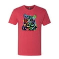 thumbnail image 2 of Cool Rainbow Neon Trippy Jungle Tiger Eyes Animal Lover Mens Premium Tri Blend T-Shirt, Vintage Red, 2XL, 2 of 3