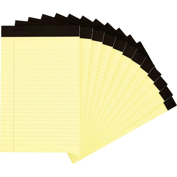 Narrow Ruled Writing Notepads, 5" x 8", 12 Sheets (12 Packs, 50 Pages Each)