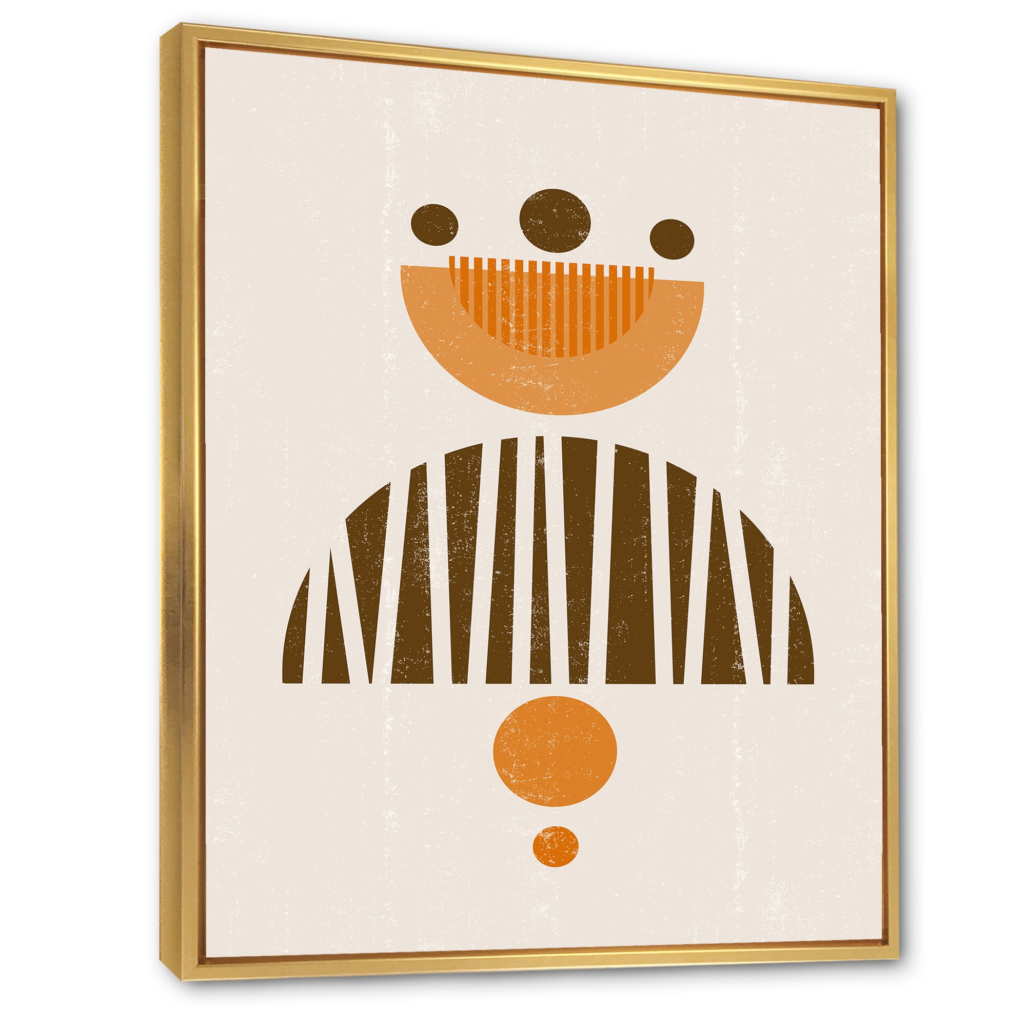 Designart 'Abstract Minimal Moon and Sun In Earth Tones IV' Modern Framed Canvas Wall Art Print