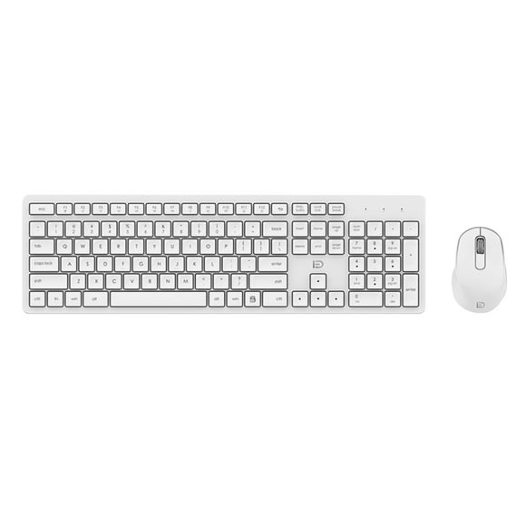 FUDE Slim & Silent Wireless Keyboard and Mouse Combo for Laptop and Desktop - Ergonomic Design, Matte Finish, 250Hz Response Rate, Eco-Friendly (White)