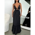 thumbnail image 2 of Caoirhny Women's Summer Long Dress Sleeveless Tie Spaghetti Strap Cutout Cocktail Party Dress Evening Gown, 2 of 5