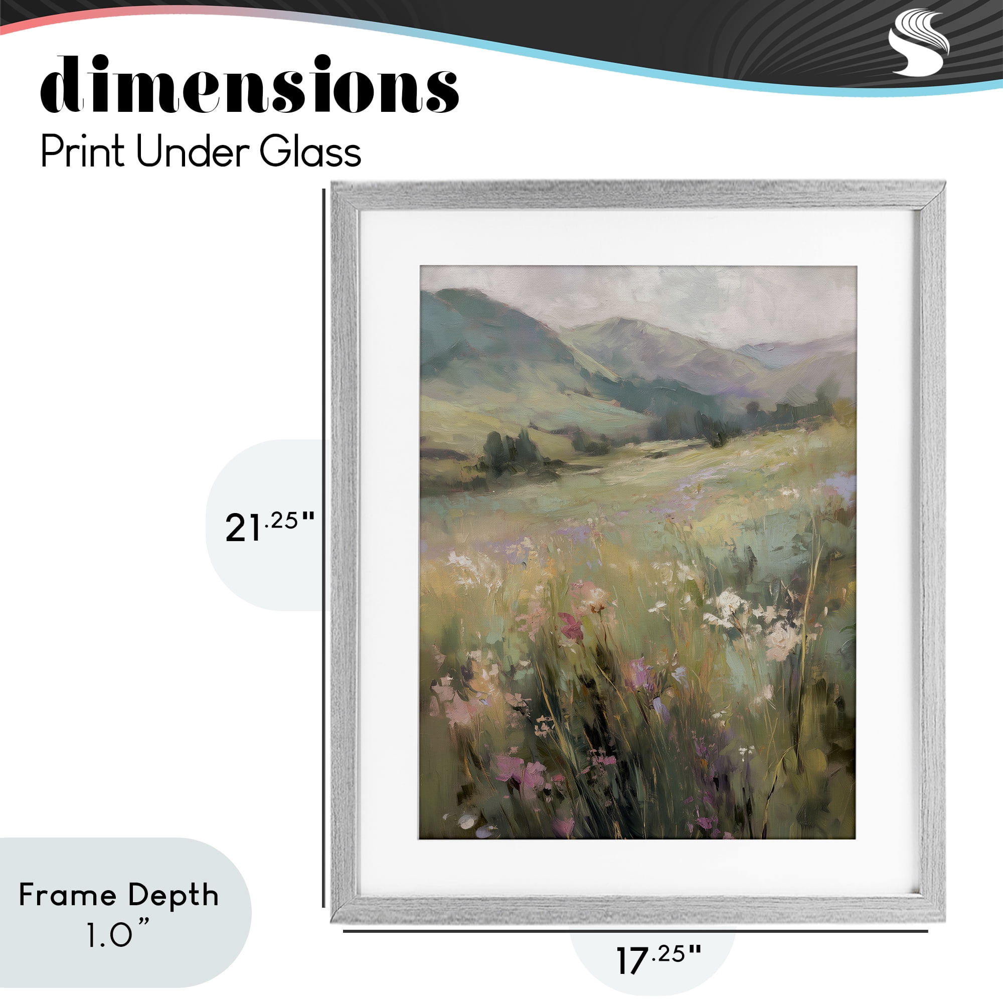 Stupell Industries Sunlit Meadows Landscape Gray Framed Print Under Glass, design by Svetlana Aleynikova