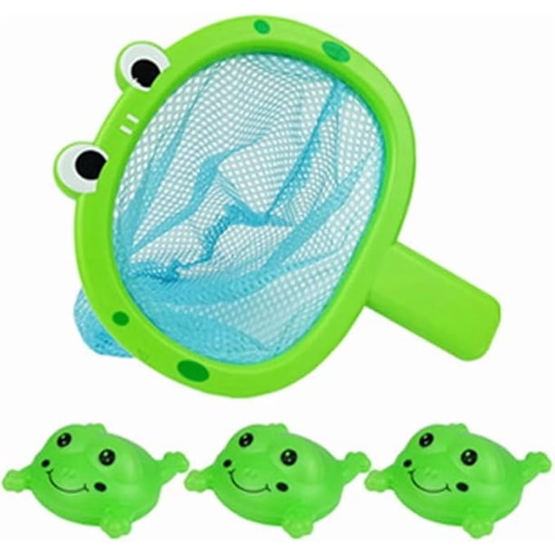 Baby bath water toy - Baby Bath Toys 1 Pcs Frog Animals Fishing Net with 3 Pcs Water Floating Sea Animals Frog Toys,Bathroom Pool Water Floating Accessory Frog Play Set for Toddlers