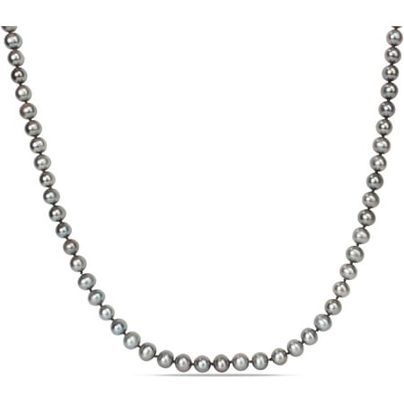 9-10mm Grey Cultured Freshwater Pearl Sterling Silver Strand Necklace, 20