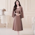 thumbnail image 3 of Joernso 2Pcs/Set Women Outfit Commute Trendy Comfortable Mid-length Light Luxury Streetwear Sling Spring Coat Dress Spring Clothing, 3 of 5