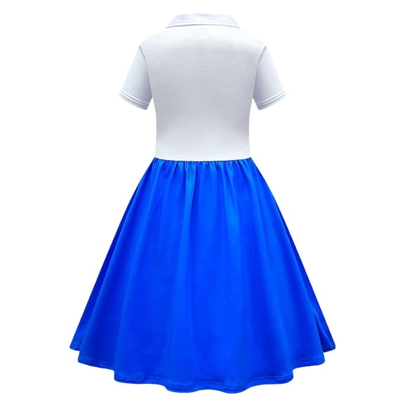 PMVFHDE Girls Dresses - Classic 1950s Poodle Dress for Kids Sock Hop Partywear Flirty A-Line Retro Style Dress for Girls Blue,18-24 Months