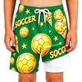 thumbnail image 2 of Sanphen Toddler Boys Swim Trunks With Liner Soft Fabric Elastic Waist Swim Shorts Soccer Print Summer Beach Pool Boys Bathing Suit,Size 2-3 Years,Green, 2 of 3