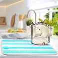 thumbnail image 5 of Turquoise Stripe Dish Drying Mat for Kitchen Countertop 16x18 Rectangle Teal Aqua Small Drying Mat Reusable Quick Dry Dish Sink Absorbent Mats Dishwasher Easy Clean Decorative Home Decor Essentials, 5 of 7