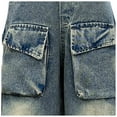 thumbnail image 5 of Cute Jeans Girls Jeans Cargo Pants Wide Leg Baggy High Elastic Waistband Kids Straight Denim Pant with Pockets Youth, 5 of 7