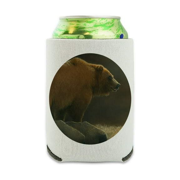 Grizzly Bear in the Morning Glow Can Cooler - Drink Sleeve Hugger Collapsible Insulator - Beverage Insulated Holder