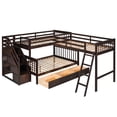 thumbnail image 4 of Twin over Full Bunk Bed for 3, L-shaped Wood Bunk Bed Frame with 3 Drawers, Storage Staircase and Ladder, Space Saving Design, for Boys Girls and Teens, Espresso, 4 of 7