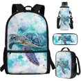 thumbnail image 7 of Yuyamidu Blue Sea Turtle Bookbag and Lunchbox for Girls Kids School Backpack with Lunch Box Bag Pencil Case Water Bottle Carrier Bag High School Bag for Boys with Lunch Bag, Set of 4, 7 of 7