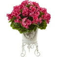 thumbnail image 2 of Nearly Natural Artificial Geranium with Metal Planter, UV Resistant (Indoor/Outdoor), 2 of 2