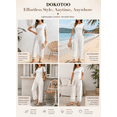 thumbnail image 4 of DOKOTOO Womens Casual Crochet Lace Pants Drawstring Elastic Waist Cropped Pants Lightweight Straight Leg Trousers with Pockets, 4 of 10