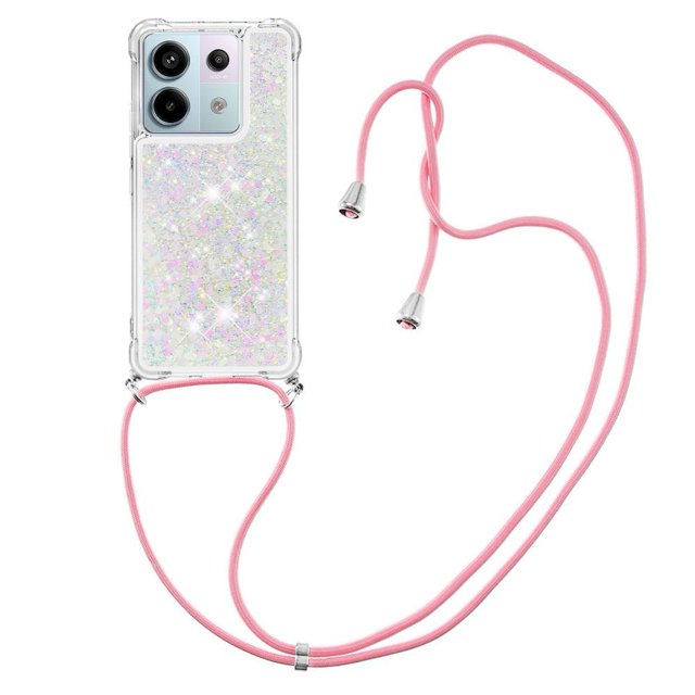 Funda FOXDOCK para Xiaomi Redmi Note 13 Pro 5G con Cuerda Ajustable, Brillo Líquido, Protección Antigolpes y Lente – Ideal para Regalo
