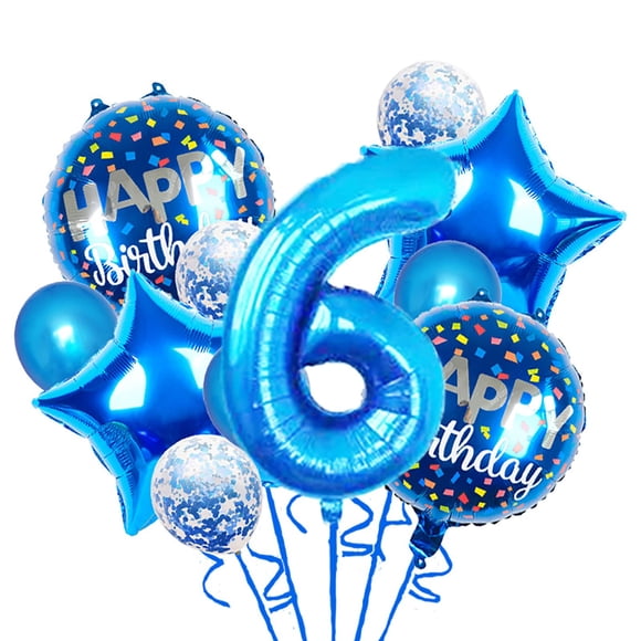 Set de Globos Chaungfu 11 piezas Azul para Fiesta de 6º Cumpleaños